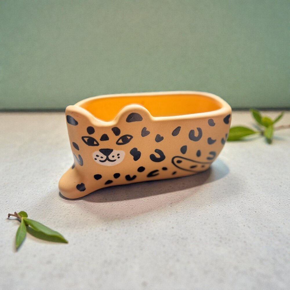 Cheetah Animal Planter Small Ceramic Plant Pot